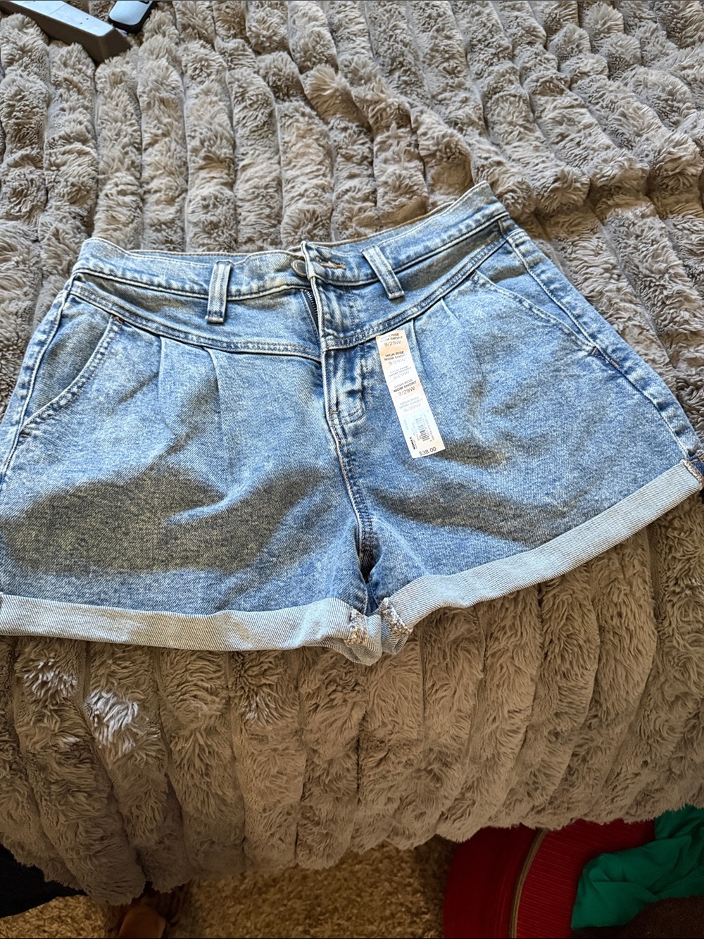 SO Light Blue Rolled Hem Denim Shorts